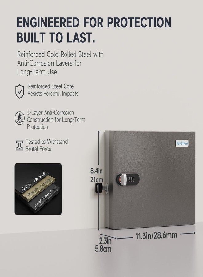 صندوق مفاتيح WeHere، خزانة مفاتيح جدارية مع 16 بطاقة مفاتيح وقفل برقم سري - نظام تخطيط موارد المؤسسات المصغر - مثالي لخدمات صف السيارات والفنادق وخدمات تنظيف المنازل - Image 2